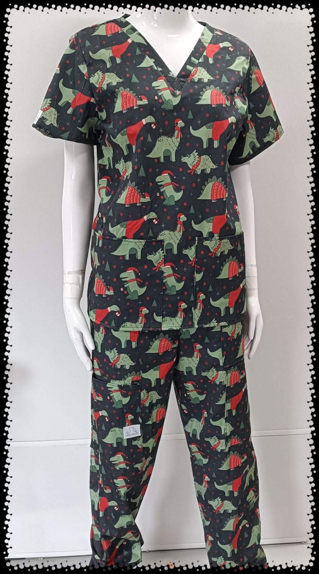 Dinosaur Christmas Scrub Top and Sets